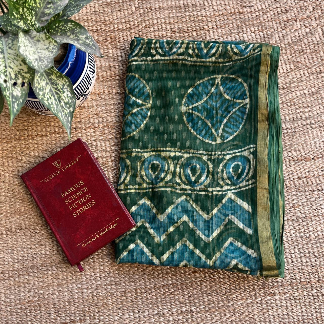 Green Kota Cotton Saree