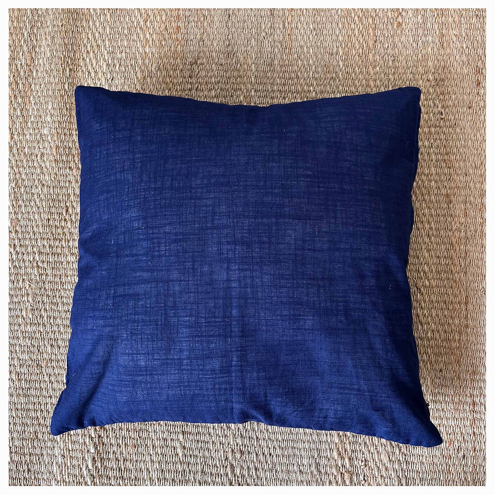 Thumbnail: 'Bageecha' Navy Blue Kantha Stitch Cushion Cover