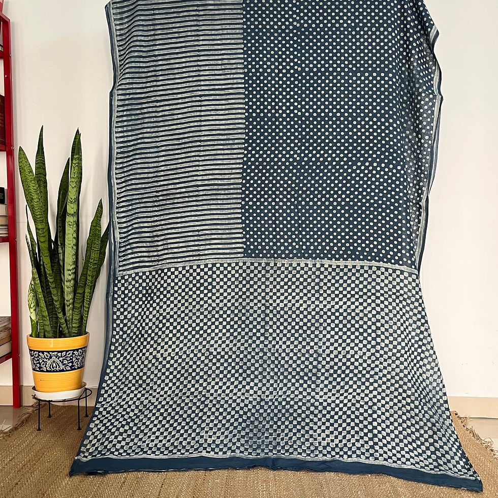 Thumbnail: Indigo Saree with Dot and Line Pattern