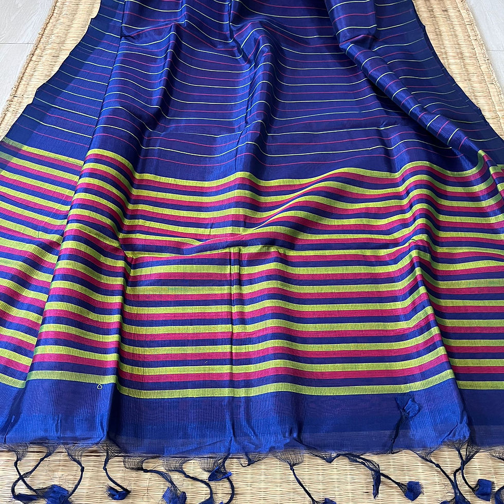 Thumbnail: Navy Blue Mangalgiri Pattu Saree
