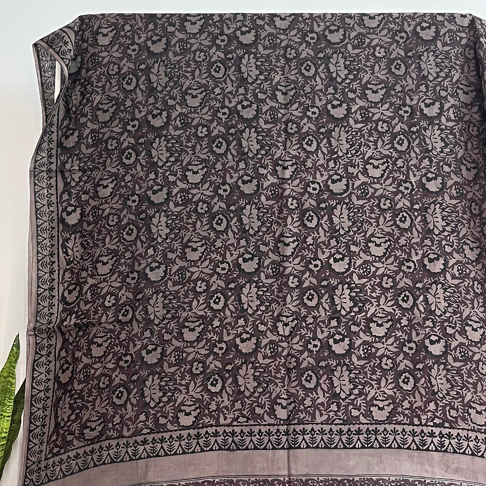 Thumbnail: Brown Saree with Forest Flora