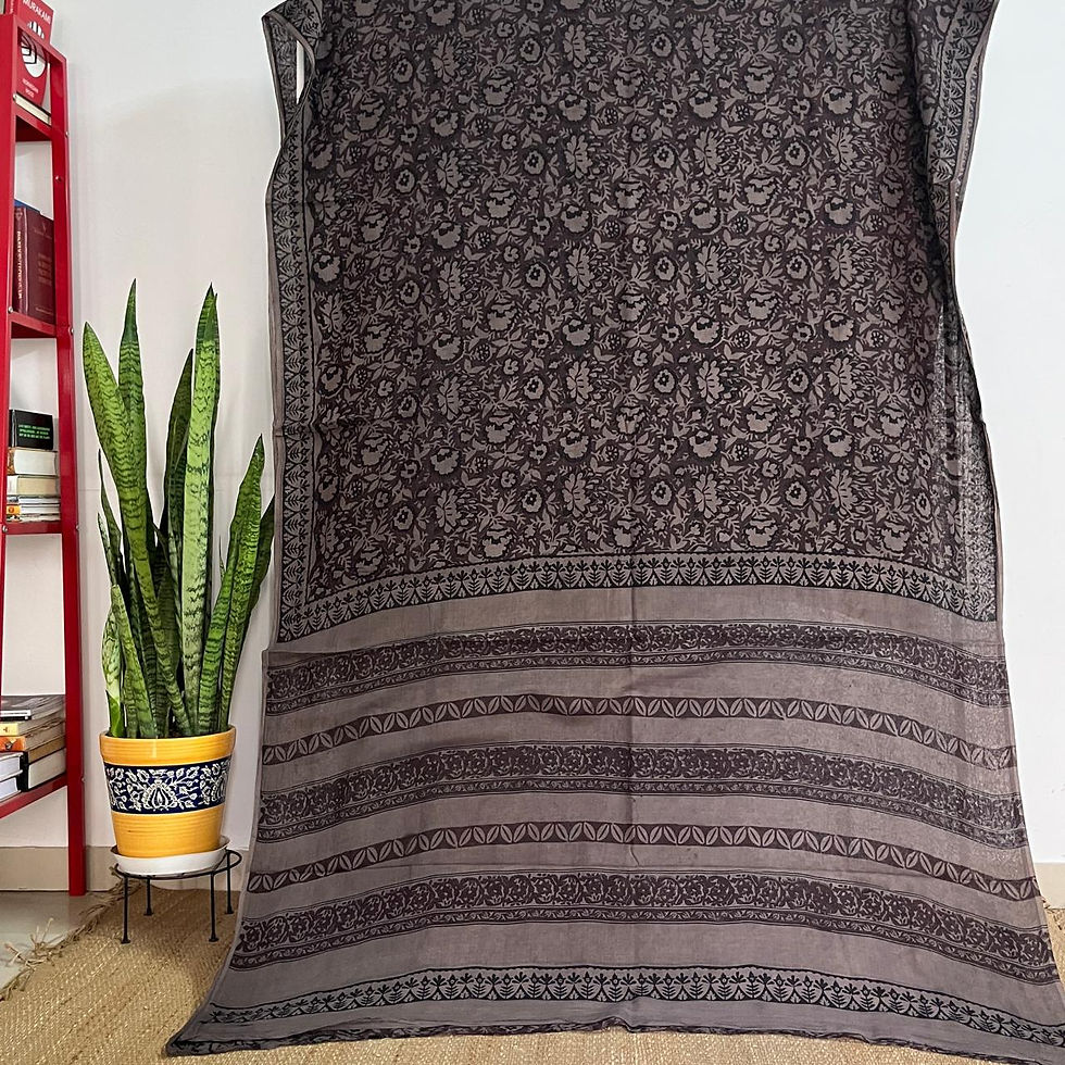 Thumbnail: Brown Saree with Forest Flora