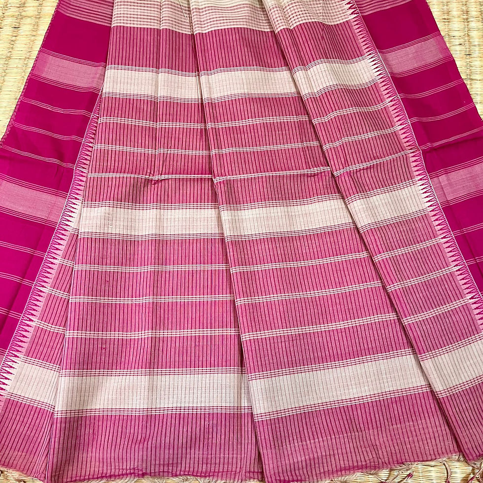 Thumbnail: Beige-Pink Cotton Mangalgiri Saree