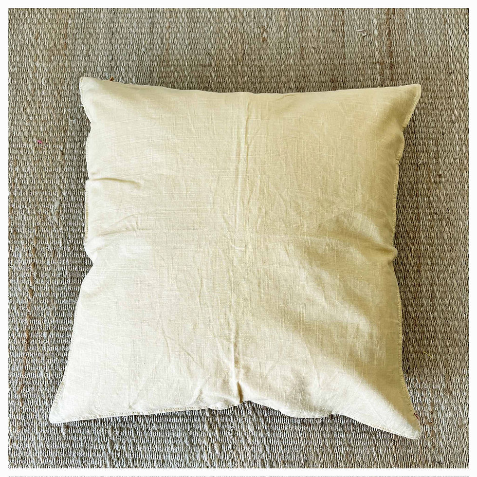Thumbnail: Hibiscus Beige Kantha Stitch Cushion Cover