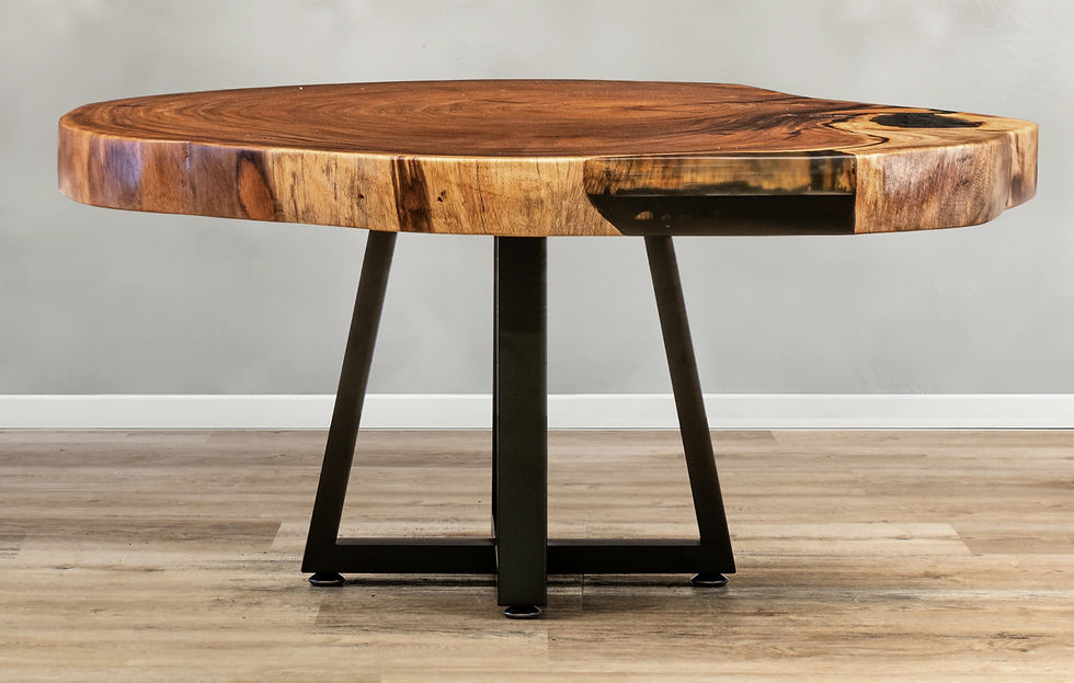 Thumbnail: finished live edge coffee table with metal base