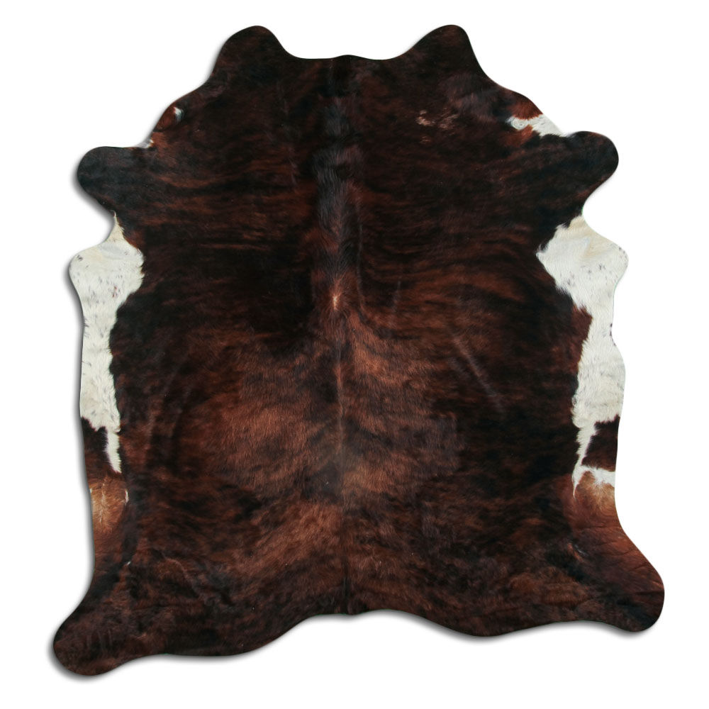 Cowhide Rug Brindle White Belly Large