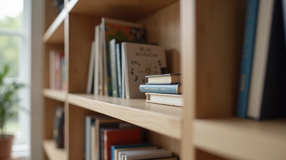 Close-up view of a stylish and functional custom bookshelf