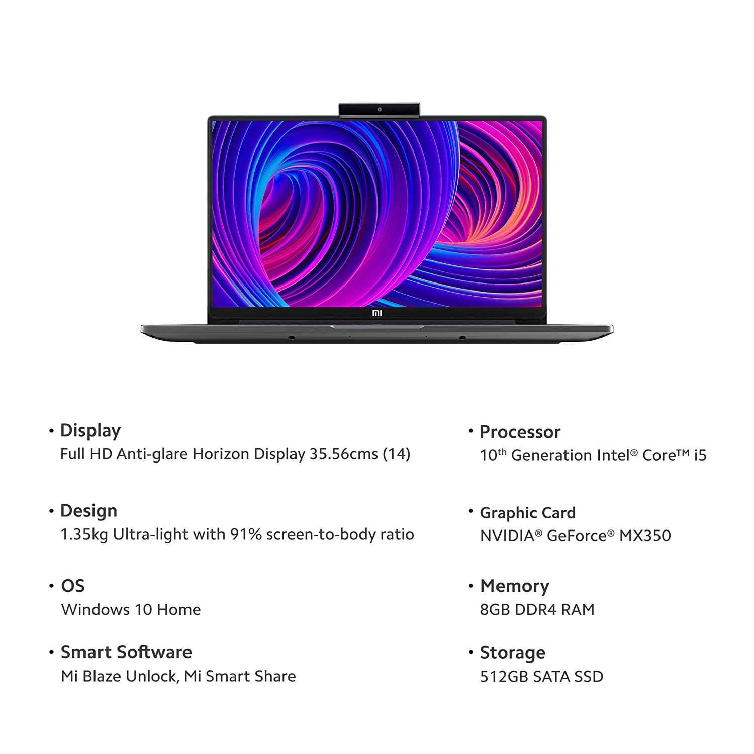 Mi Notebook Horizon Edition 14 Intel Core i5-10210U 10th Gen Thin and Light Laptop(8GB/512GB SSD/Win