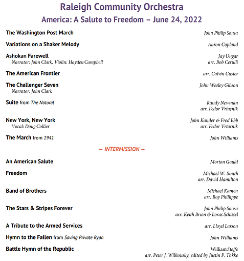 Summer 2022 Musical Selections