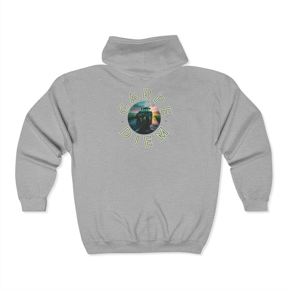Thumbnail: Carpe Diem Full Zip Tractor Hoodie - Motivational Sweatshirt, Unisex 