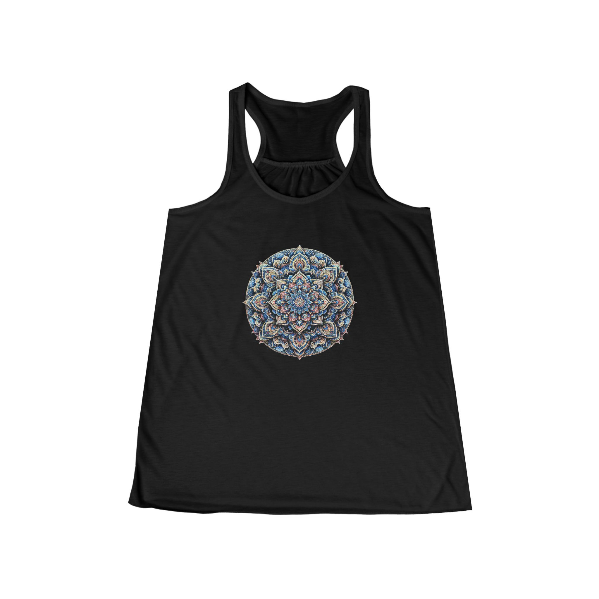 Bohemian Mandala Women’s Flowy Racerback Tank, Casual Summer Top, Yoga Wear,