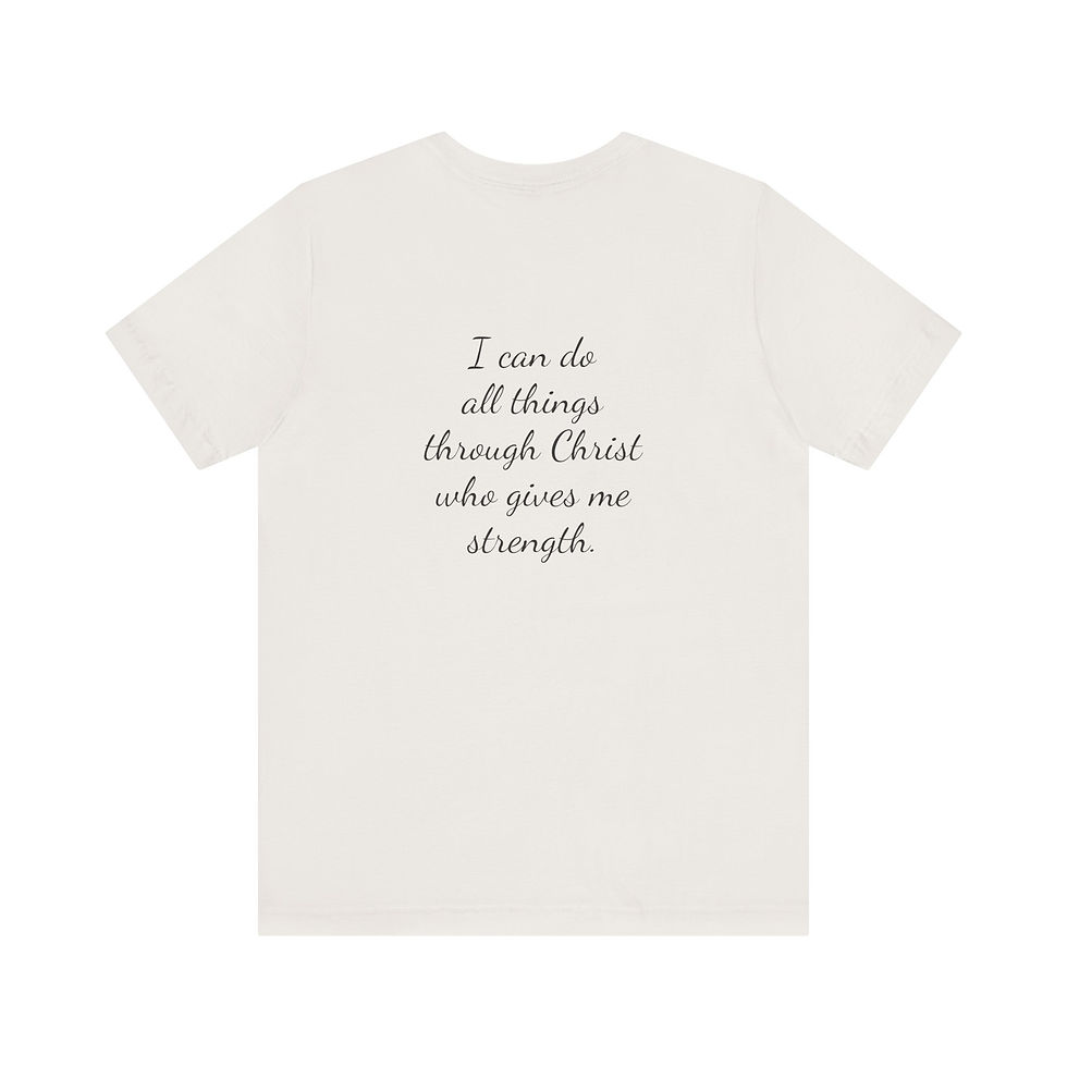 Thumbnail: Designed Scripture Tee with Lioness & back quote: Phil. 4:13 