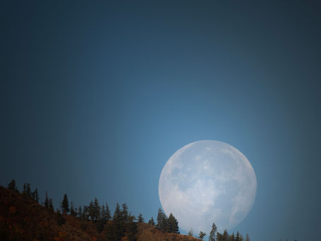 Stunning view of a full moon rising over the Wenatchee hills during evening twilight. Frank Cone, Wenatchee, WA