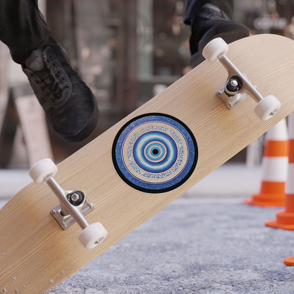 Thumbnail: Blue Evil Eye Round Outdoor Sticker — Protective Amulet Decal