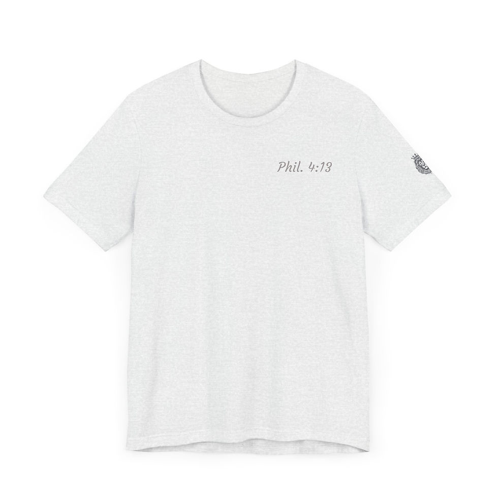 Thumbnail: Designed Scripture T-shirt: Phil. 4:13 with Lion Sleeve and back quote