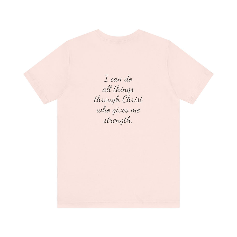 Thumbnail: Designed Scripture Tee with Lioness & back quote: Phil. 4:13 