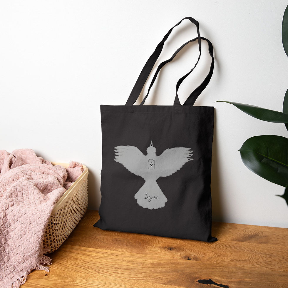 Thumbnail: Inguz/Ingwaz (Fertility) Rune Symbol Tote Bag- “Deliverance”