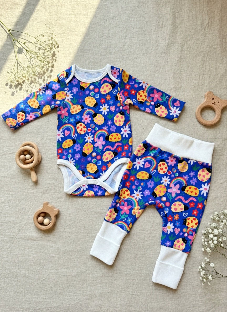 Thumbnail: image showing full little ladybugs baby set with pants and bodysuit