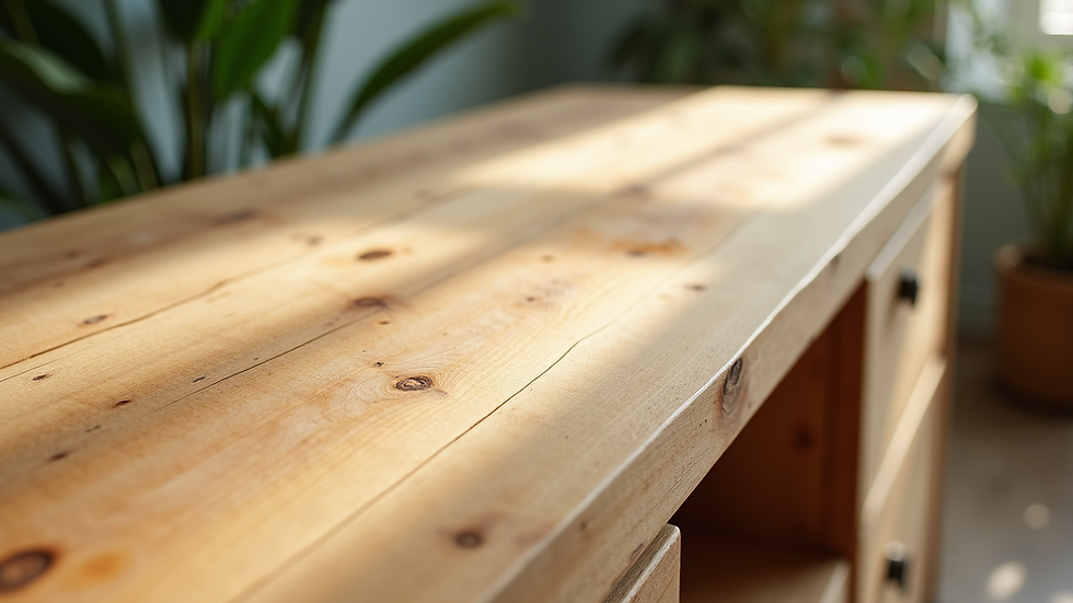 Close-up view of natural wood grain on reclaimed furniture