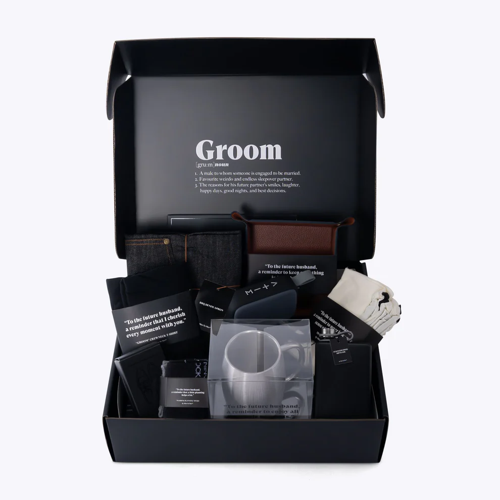 Show the groom some love with the Grooms box.