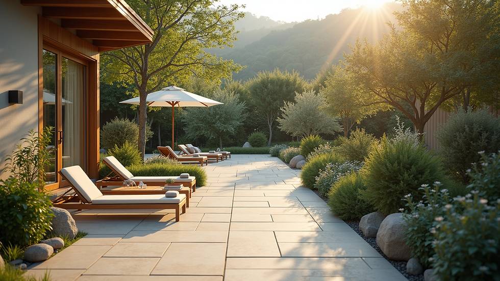 High angle view of a peaceful outdoor space conducive to relaxation