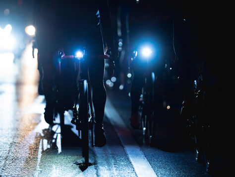 bicycles ridden at night with front lights