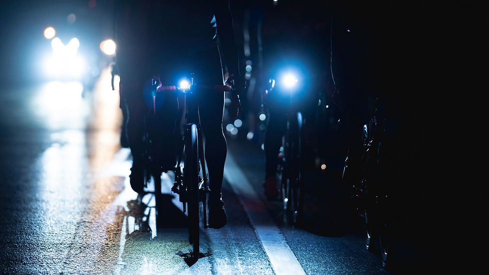 bicycles ridden at night with front lights