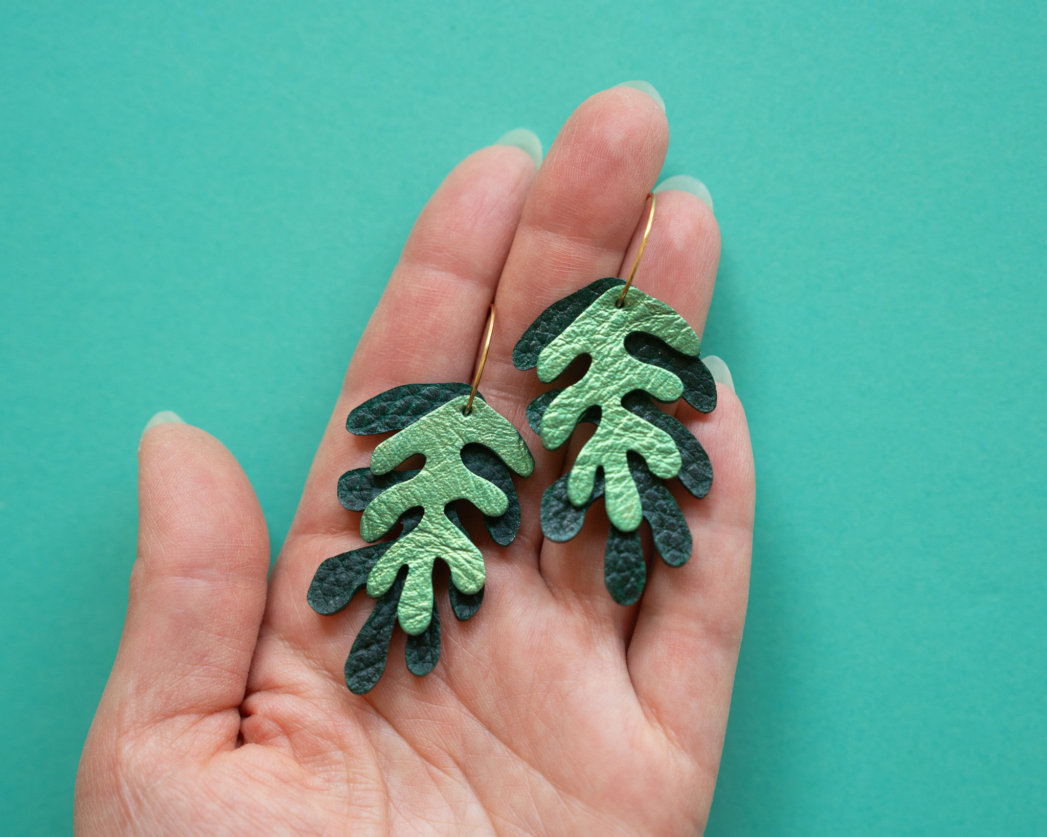 Wakame Hoops in Deep + Metallic Jade
