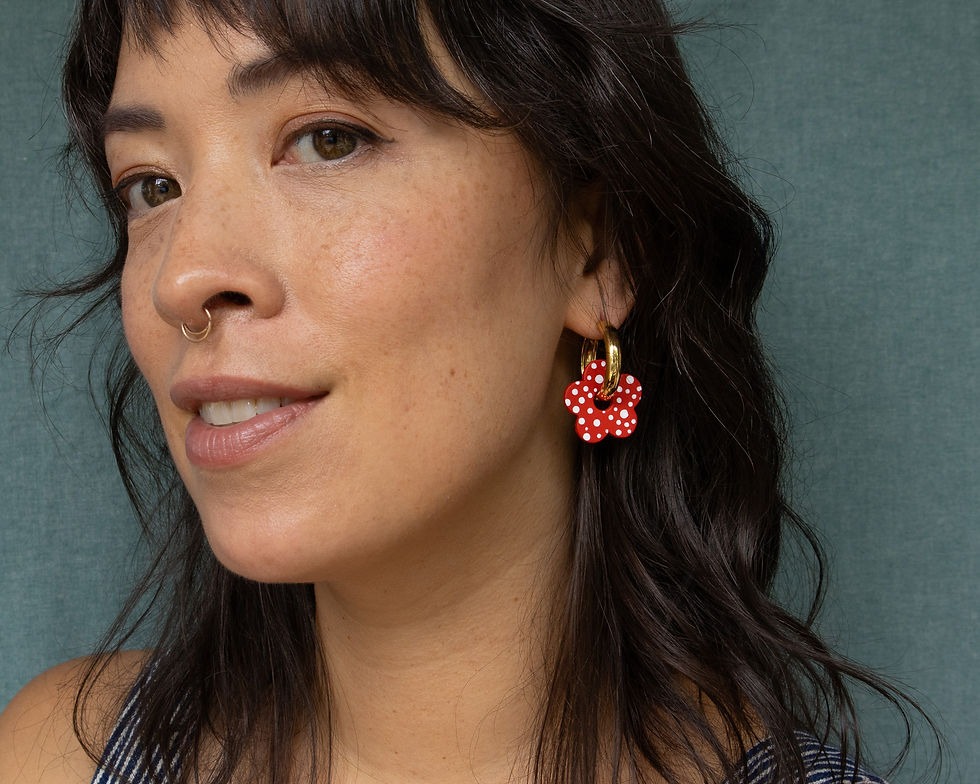 Thumbnail: Short Petal Flower Spotted Huggie Charms