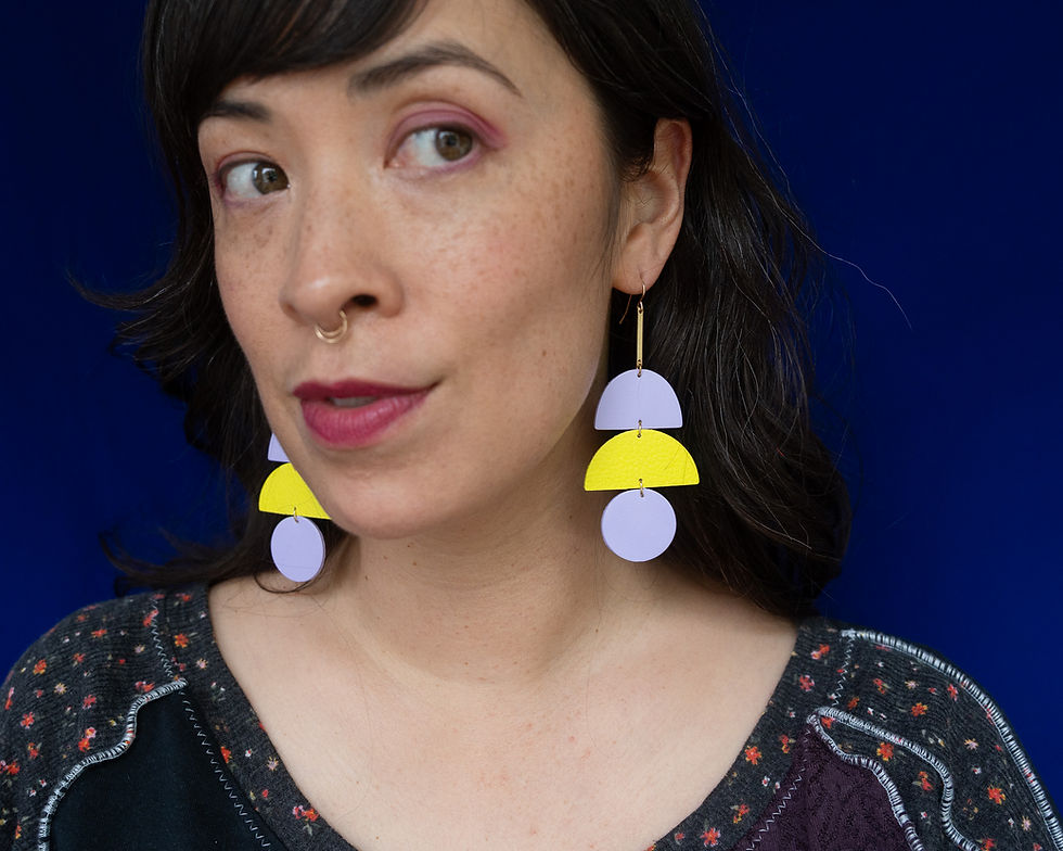 Thumbnail: Big Scoop Earrings in Lavender + Yellow
