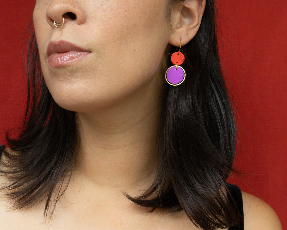 Thumbnail: Orbit Earrings in Neon Purple + Cardinal Red