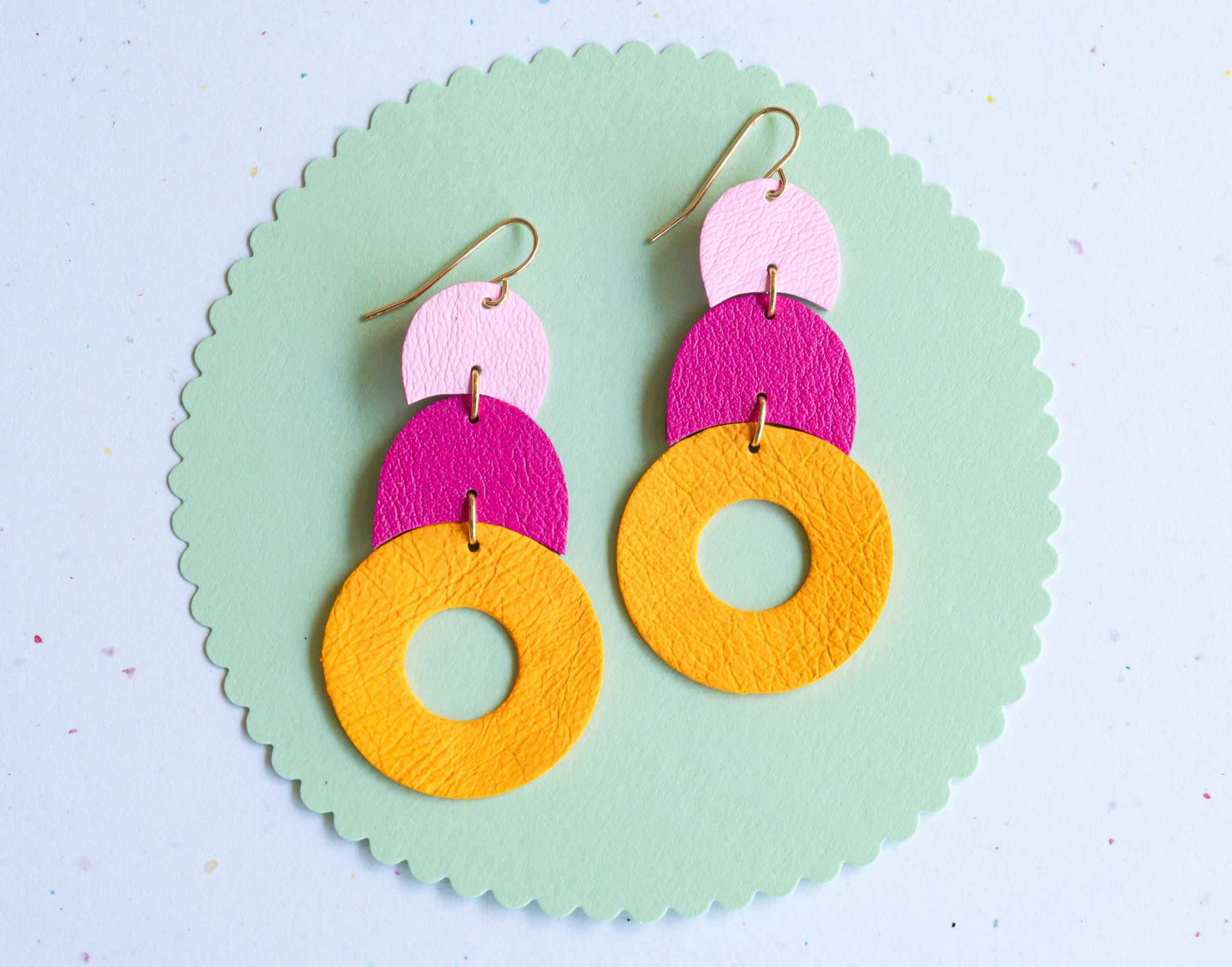 Major Double Scoop Donut Earrings in Creamsicle / Fuchsia / Bubblegum