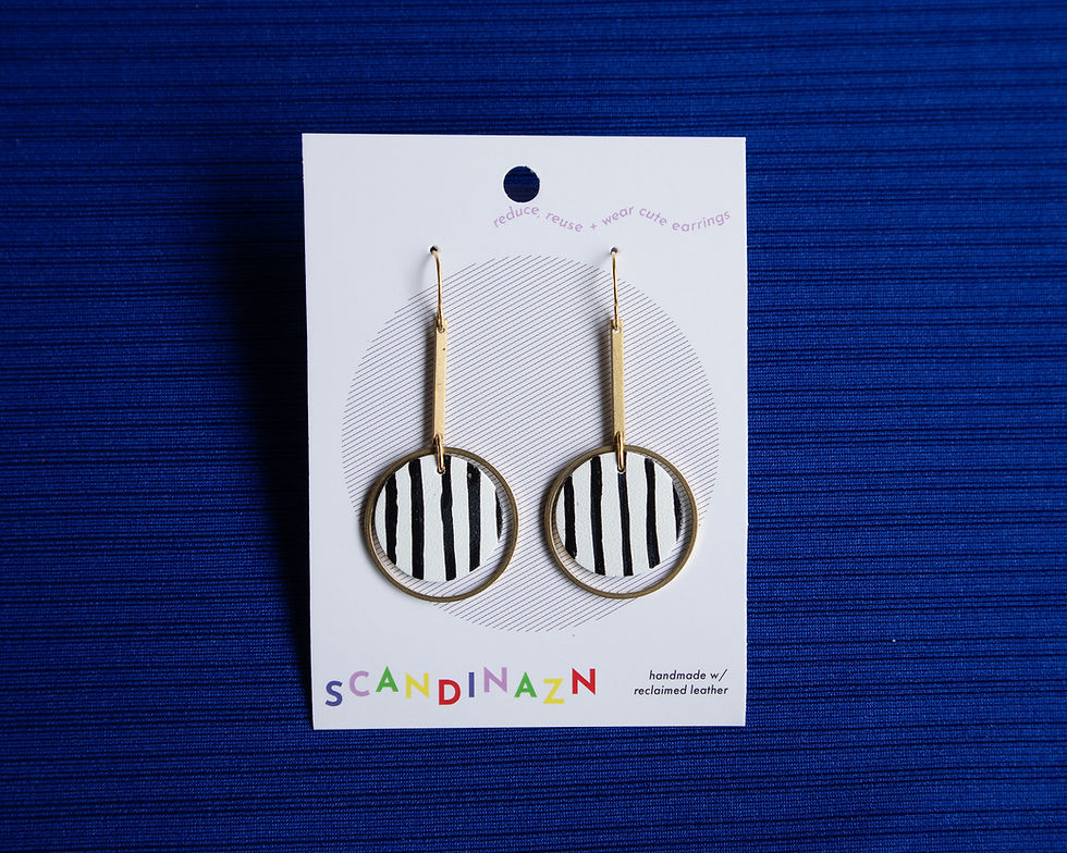Thumbnail: Striped Orbit Earrings in White + Black