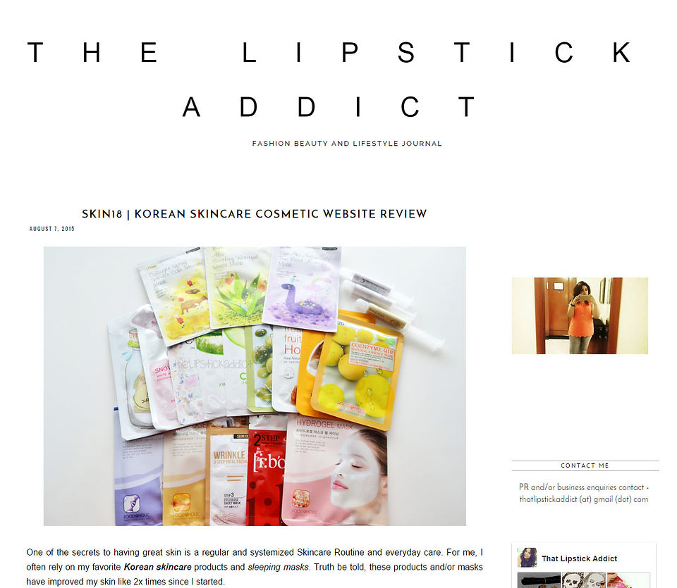 Blogger's collaboration with Skin18.com