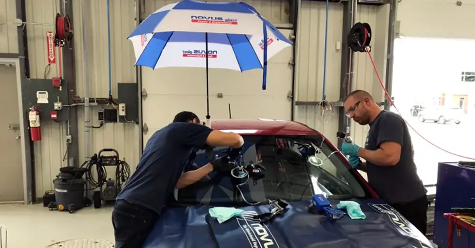 Auto glass technician performing windshield repair in South Surrey White Rock BC