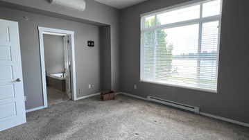 Before and after photo of full-home interior repaint South Surrey
