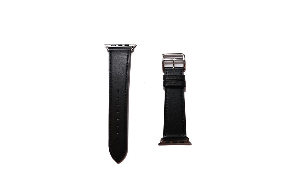 Thumbnail: Apple Watch Girth Buckle Leather Strap in Black