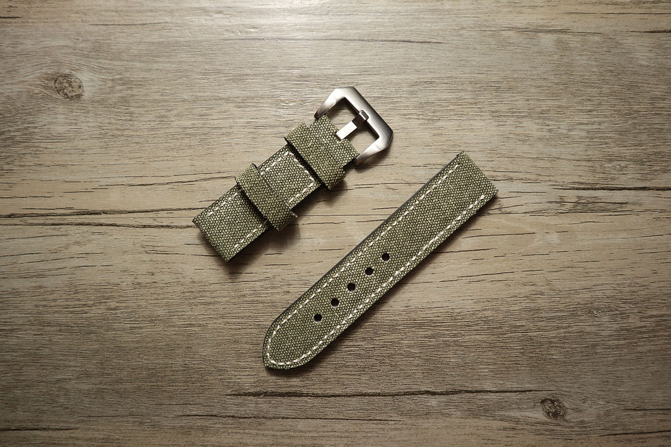 縮圖：Canvas Vintage Italian Leather Watch Strap