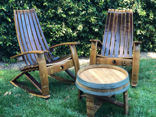 Thumbnail: Whiskey Barrel Adirondack Table & Chairs Set