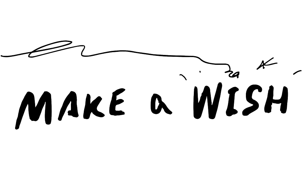 Schriftzug „Make a wish“ als Symbol für Hoffnung.
