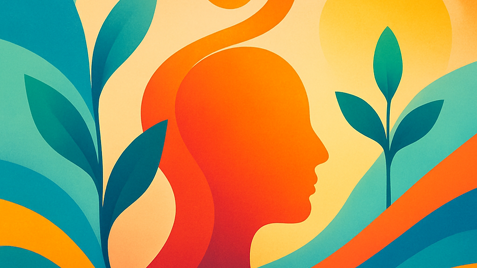 Bunte Grafik eines Menschenkopfes als visuelles Symbol für psychische Gesundheit, Stressregulation und ganzheitliches Wohlbefinden