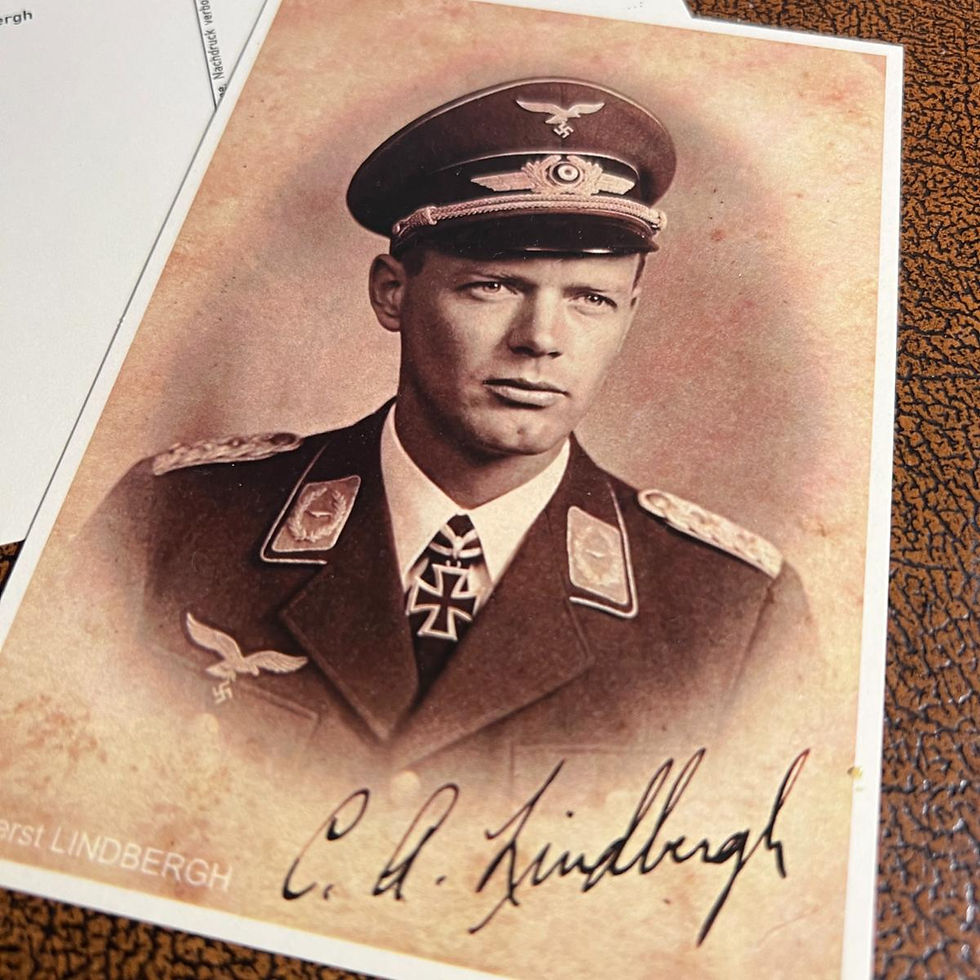 Charles Lindbergh in Luftwaffe Uniform - autographed postcard
