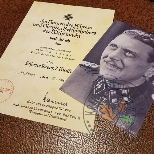 Skorzeny - Aged Iron Cross Certificate + Photo | Krause Papierwerke