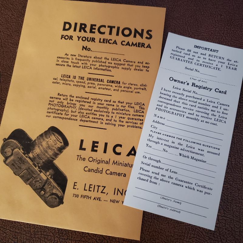 Thumbnail: Manila envelope for the Leica camera user's manual and the registration card. Both can come with serial number of your Leica!