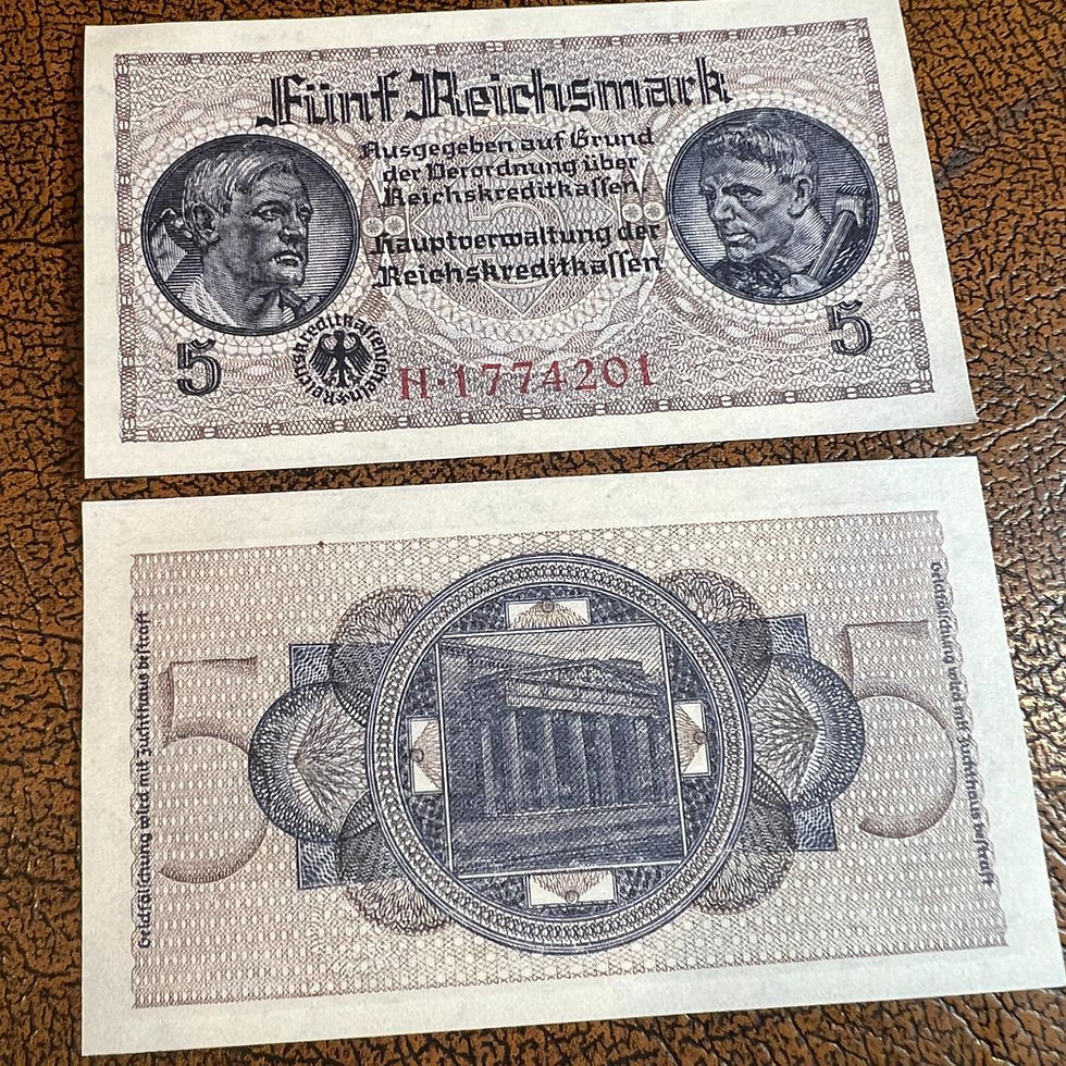 Thumbnail: Nazi era Reichsmark banknotes from Krause Papierwerke - 5RM banknote for occupied territories - 1940-1944