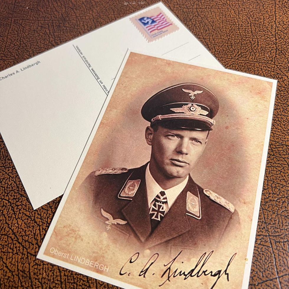 Charles Lindbergh in Luftwaffe Uniform - autographed postcard