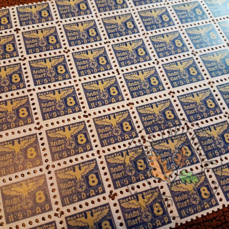 Thumbnail: RM 8 - NSDAP Dues Stamps, 1935-38 for membership cards and books