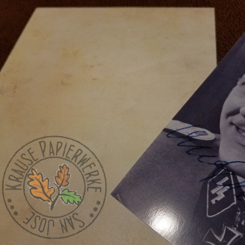 Thumbnail: Otto Skorzeny - reproduction of signed photo with backside of aged award document