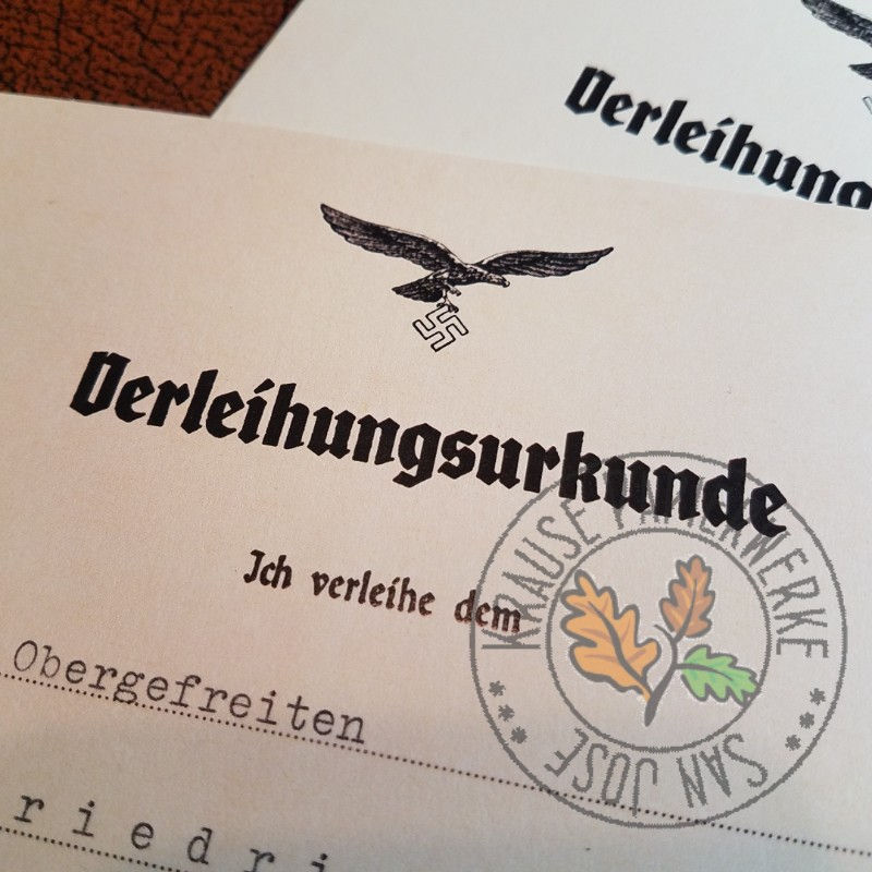 Air Gunner Badge (Fliegerschützenabzeichen) - award certificate / diploma / document (Verleihungsurkunde / Besitzurkunde)