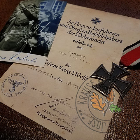 Hanna Reitsch - Aged Iron Cross Certificate + Photo | Krause